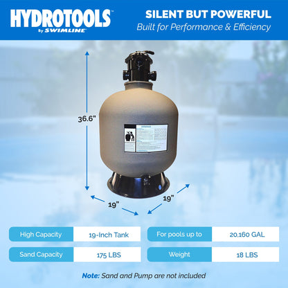 HYDROTOOLS by Swimline 19 Inch Sand Filter Combo w/ Stand, 175 Pound Capacity