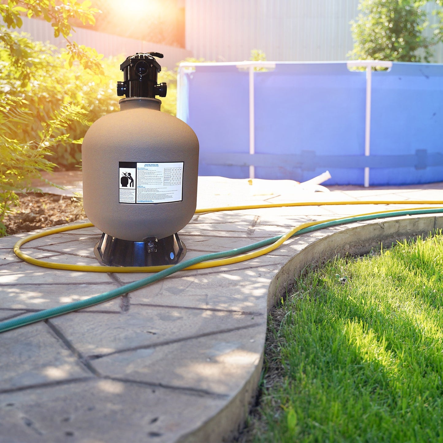 HYDROTOOLS by Swimline 19 Inch Sand Filter Combo w/ Stand, 175 Pound Capacity