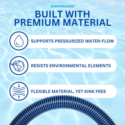 Swimline HydroTools 35’ Premium Spiral Wound Pool Vacuum Hose with Swivel Cuff