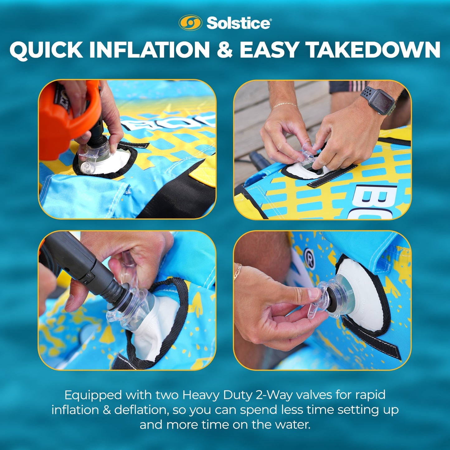 Solstice Boomerang Inflatable Towable 2-Person Water Sport Tube with 14 Handles