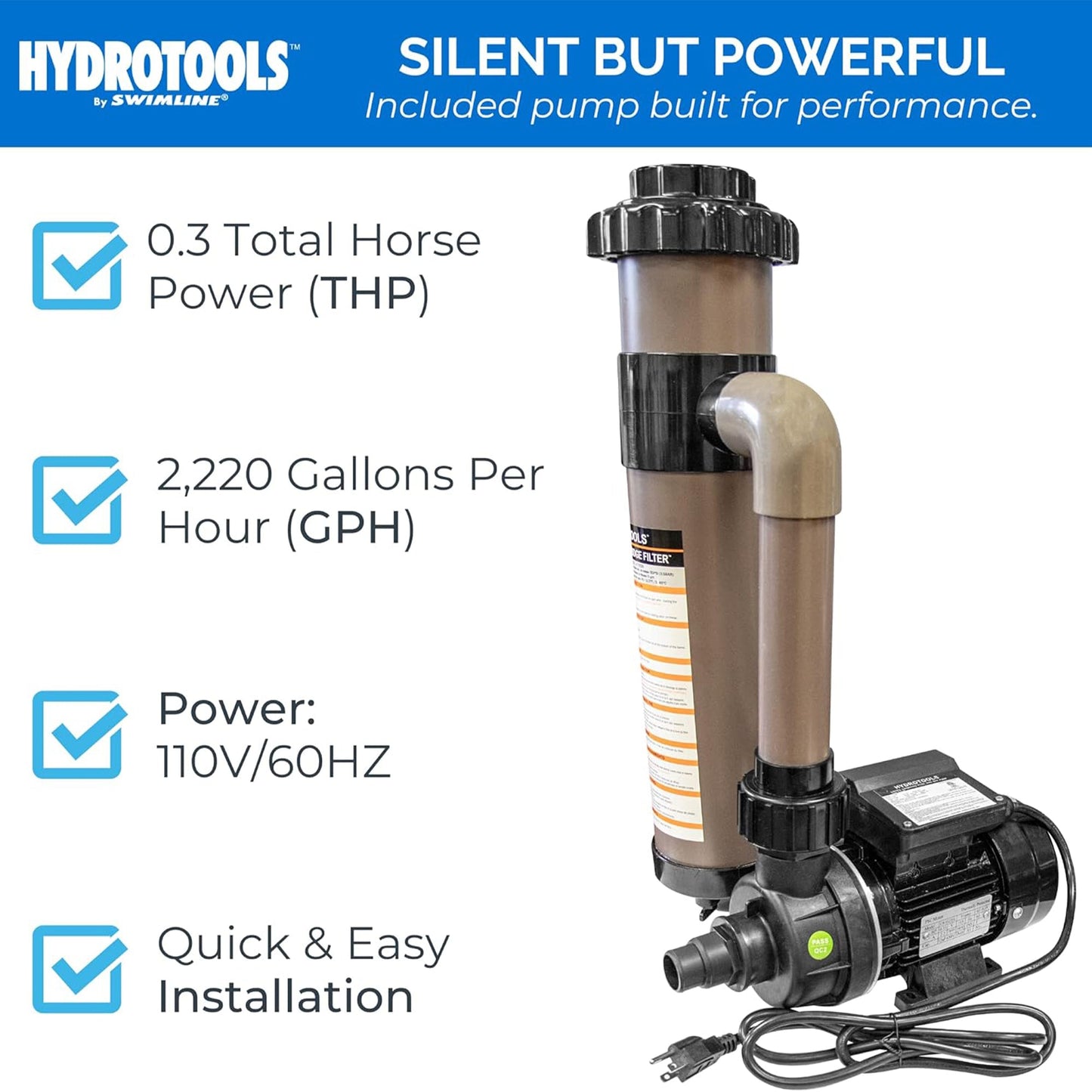 Swimline HYDROTOOLS 8 Sq Ft Cartridge Pool Filter System for Above Ground Pools