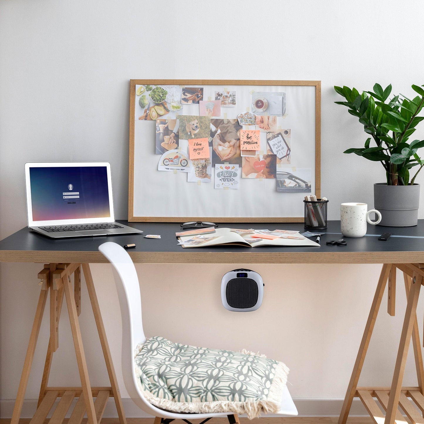 Good Housekeeping Wall-Mount Indoor Mini Space Heater w/ Thermostat, 750W, White