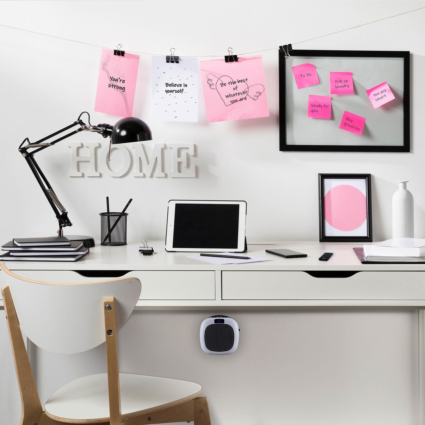 Good Housekeeping Wall-Mount Indoor Mini Space Heater w/ Thermostat, 750W, White