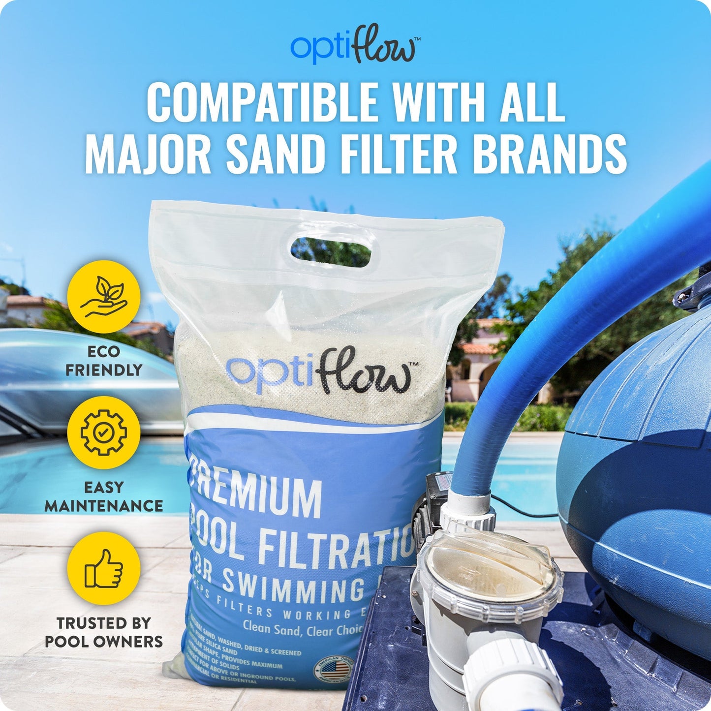 OptiFlow 50Lb Premium Pool Filtration Angular Sand w/Pure Silica Formula, 4 Pack