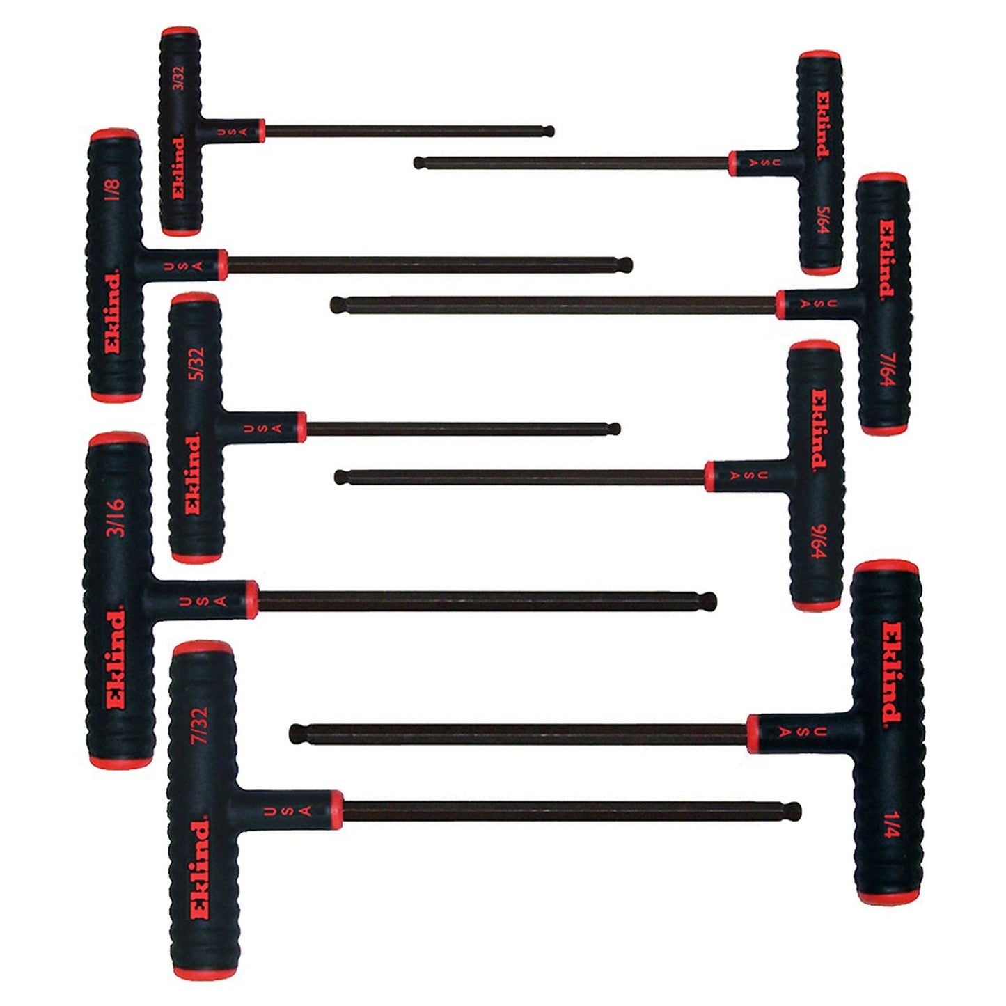 Eklind Tool 9 Piece Set Power T Handle Ball Hex Key Alloy Steel Allen Wrench