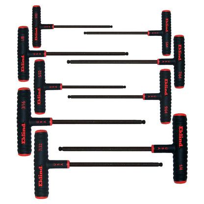 Eklind Tool 9 Piece Set Power T Handle Ball Hex Key Alloy Steel Allen Wrench