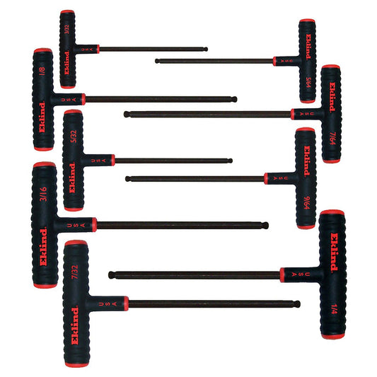 Eklind Tool 9 Piece Set Power T Handle Ball Hex Key Alloy Steel Allen Wrench