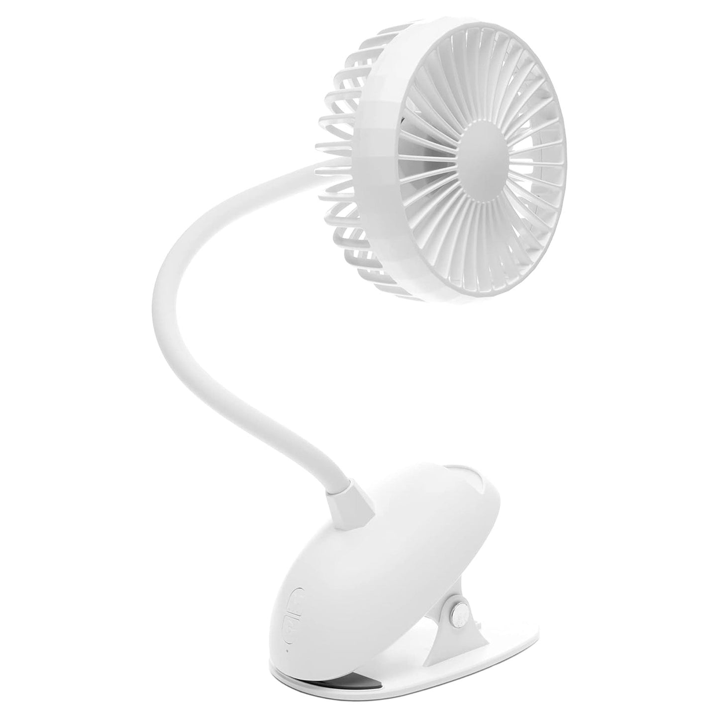 O2COOL Rechargeable Clip Fan, 4 Inch Blade, 3 Speeds, USB Charging Cable, White