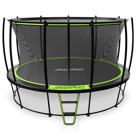 JumpFlex HERO 15' Trampoline for Kids Outdoor Play Equipment with Net & Ladder