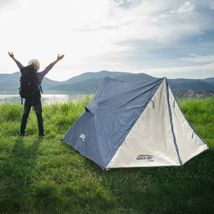 CLAM Quick-Set Apex 8 x 8 Ft Portable Outdoor A-Frame Hiking Camping Tent, Blue