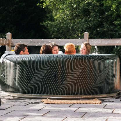 MSpa Round Inflatable Spa, 4 to 6 Person Hot Tub w/ LED & Energy Efficient Cover