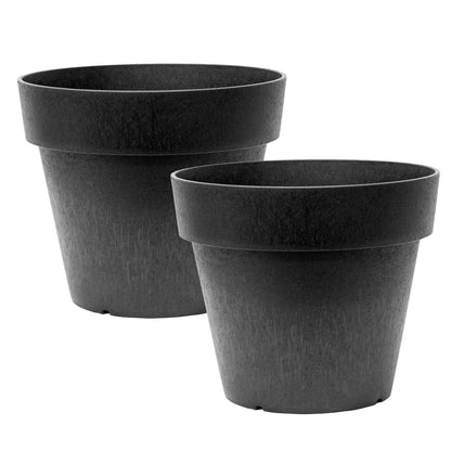 Tierra Verde 2 Pack Baritone Planter, Self Watering Pot, 18"W x 16"H, Black
