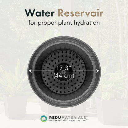 Tierra Verde 2 Pack Baritone Planter, Self Watering Pot, 18"W x 16"H, Black