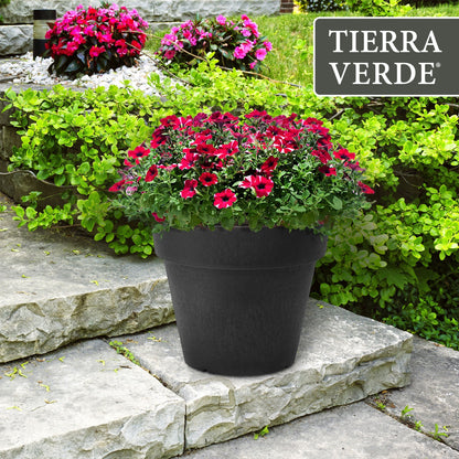 Tierra Verde 2 Pack Baritone Planter, Self Watering Pot, 18"W x 16"H, Black