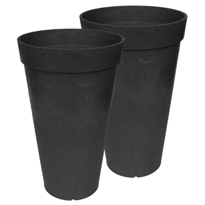 Tierra Verde 2 Pack Aria Indoor Outdoor Self Watering Planter, 12.5"W x 20"H