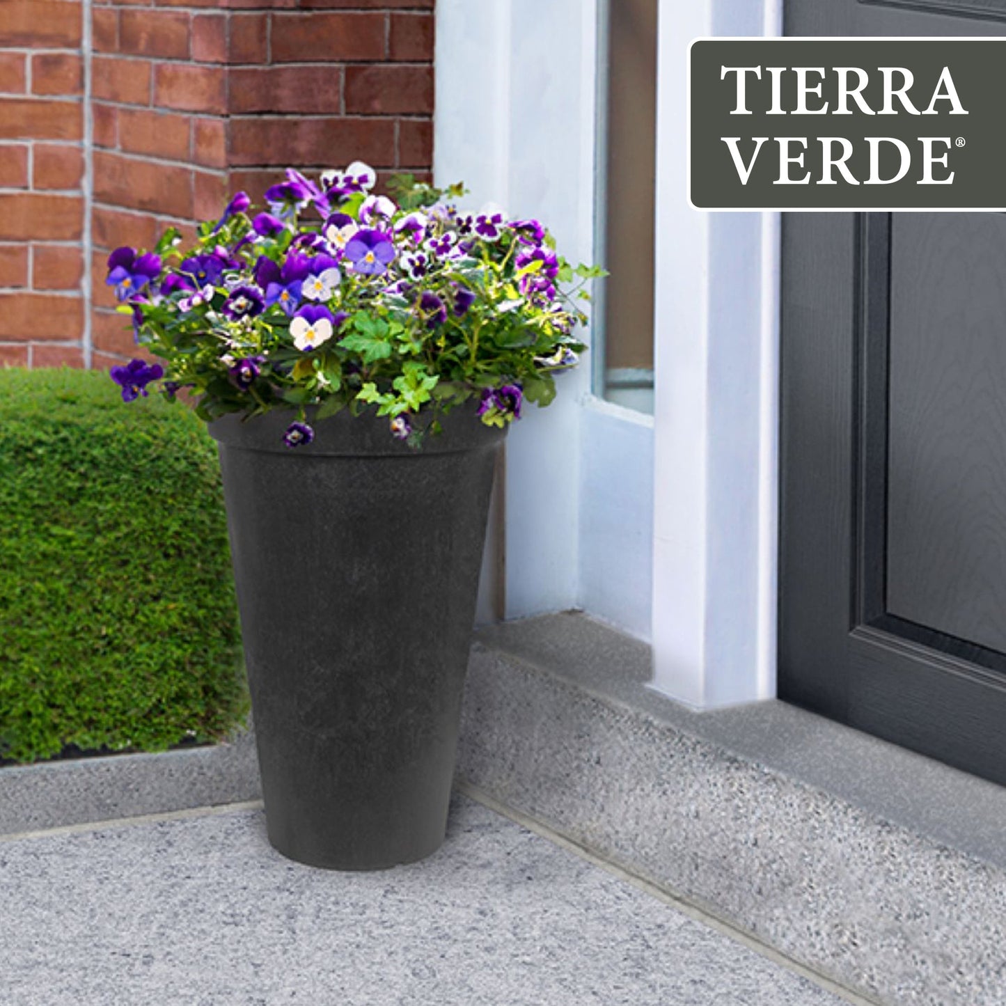 Tierra Verde 2 Pack Aria Indoor Outdoor Self Watering Planter, 12.5"W x 20"H