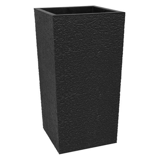 Tierra Verde Citadel Stucco Self Watering Square Planter, 13.5"W x 26"H, Black
