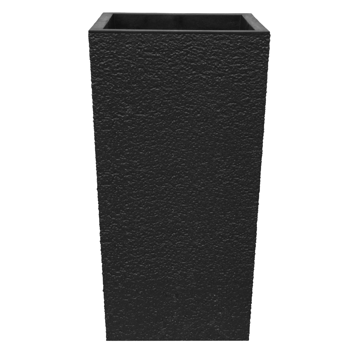 Tierra Verde Citadel Stucco Self Watering Square Planter, 13.5"W x 26"H, Black