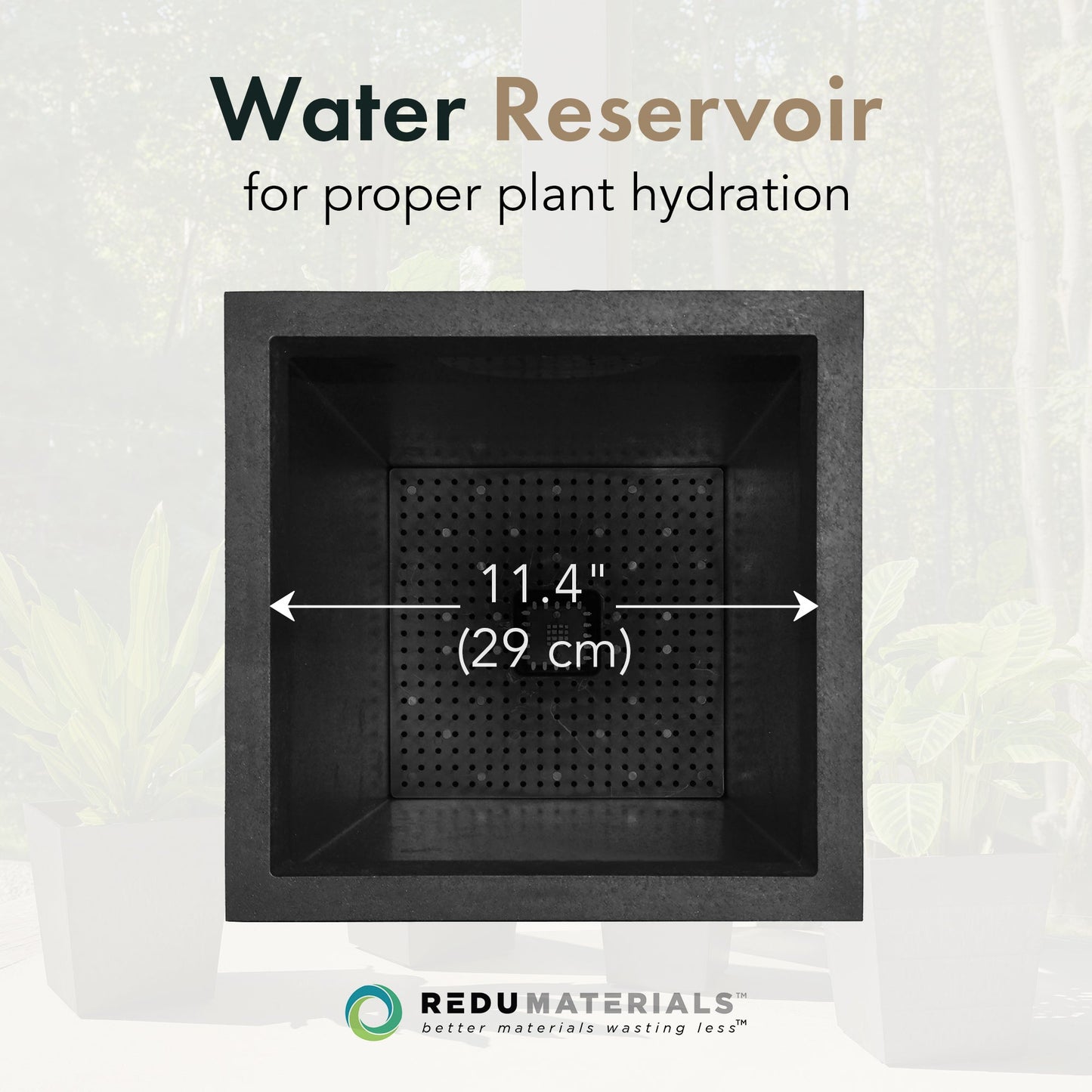 Tierra Verde Citadel Horizon Self Watering Square Planter, 13.5"W x 26"H, Black