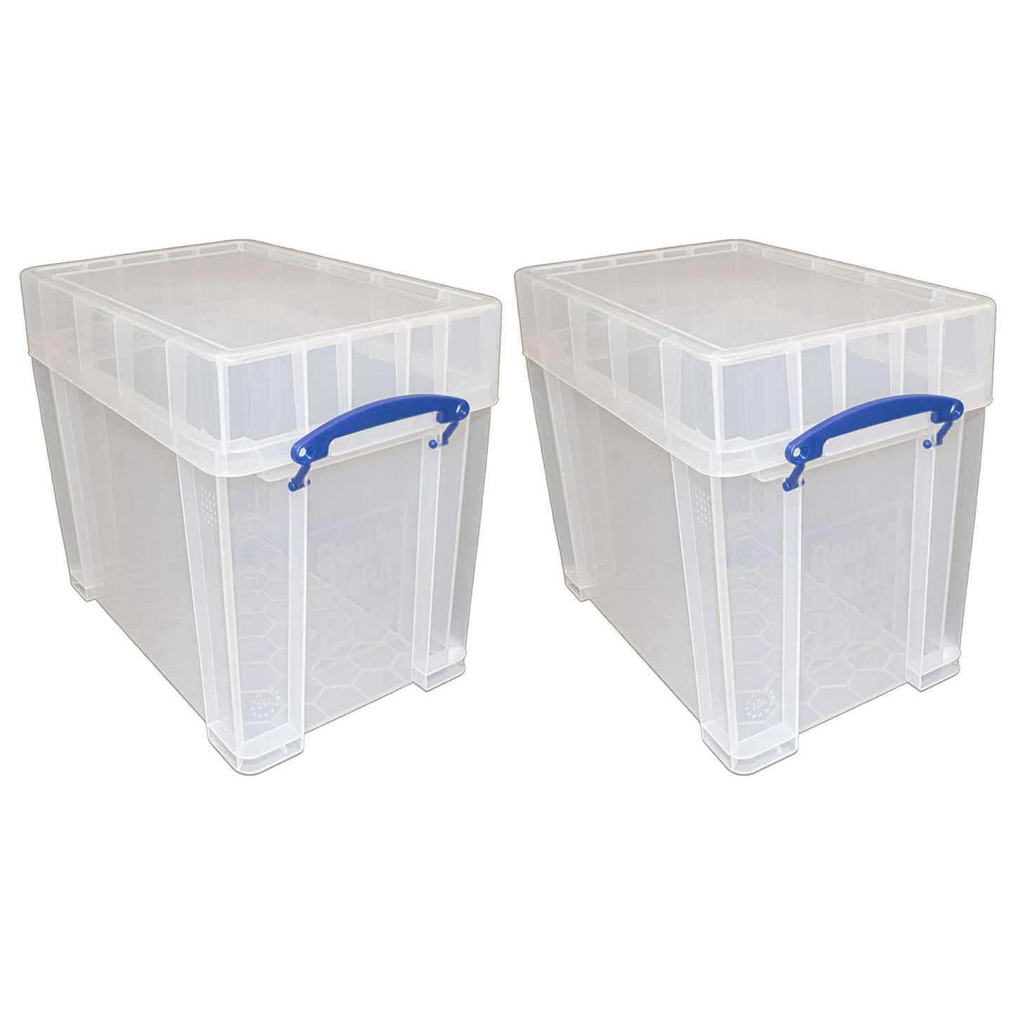 Really Useful Box 19 Liters Transparent Storage Container with Snap Lid, 4 Pack