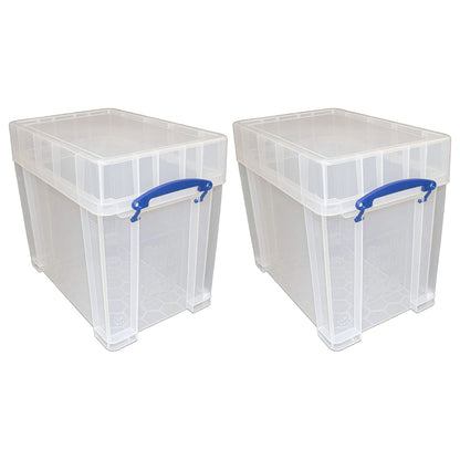 Really Useful Box 19 Liters Transparent Storage Container with Snap Lid, 4 Pack
