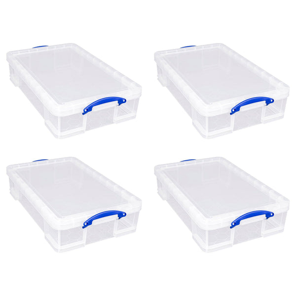 Really Useful Box 33L Storage Container w/Snap Lid & Clip Lock Handle, 4 Pack