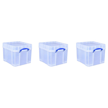 Really Useful Box 35 Liters Transparent Storage Container with Snap Lid, 6 Pack