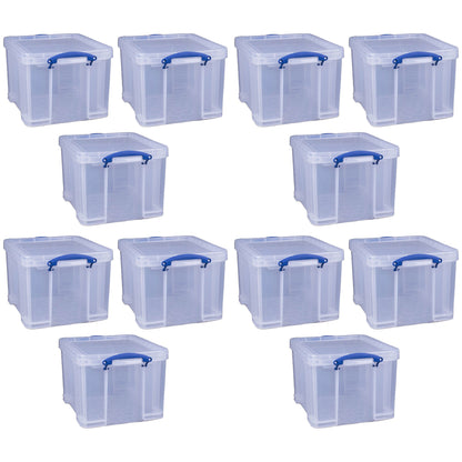 Really Useful Box 32 Liter Storage Container w/Snap Lock Handles, 12 Pack, Clear