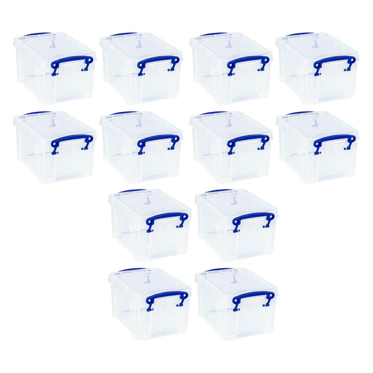 Really Useful Box 1.6L Storage Container w/Snap Lid & Clip Lock Handle, 12 Pack