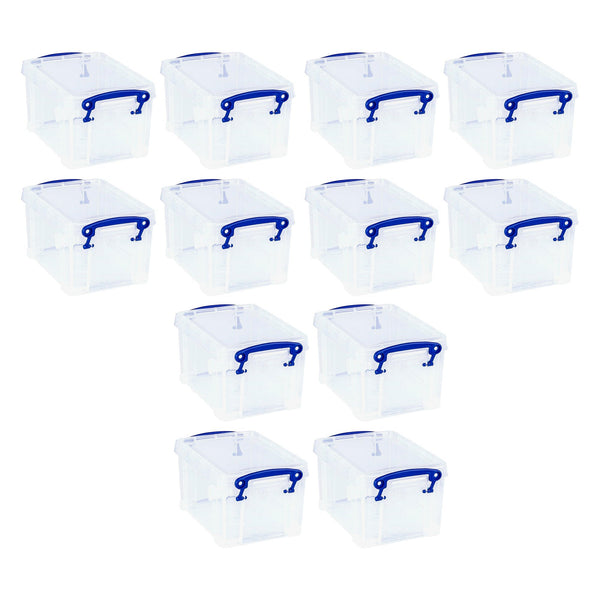 Really Useful Box 1.6L Storage Container w/Snap Lid & Clip Lock Handle, 12 Pack