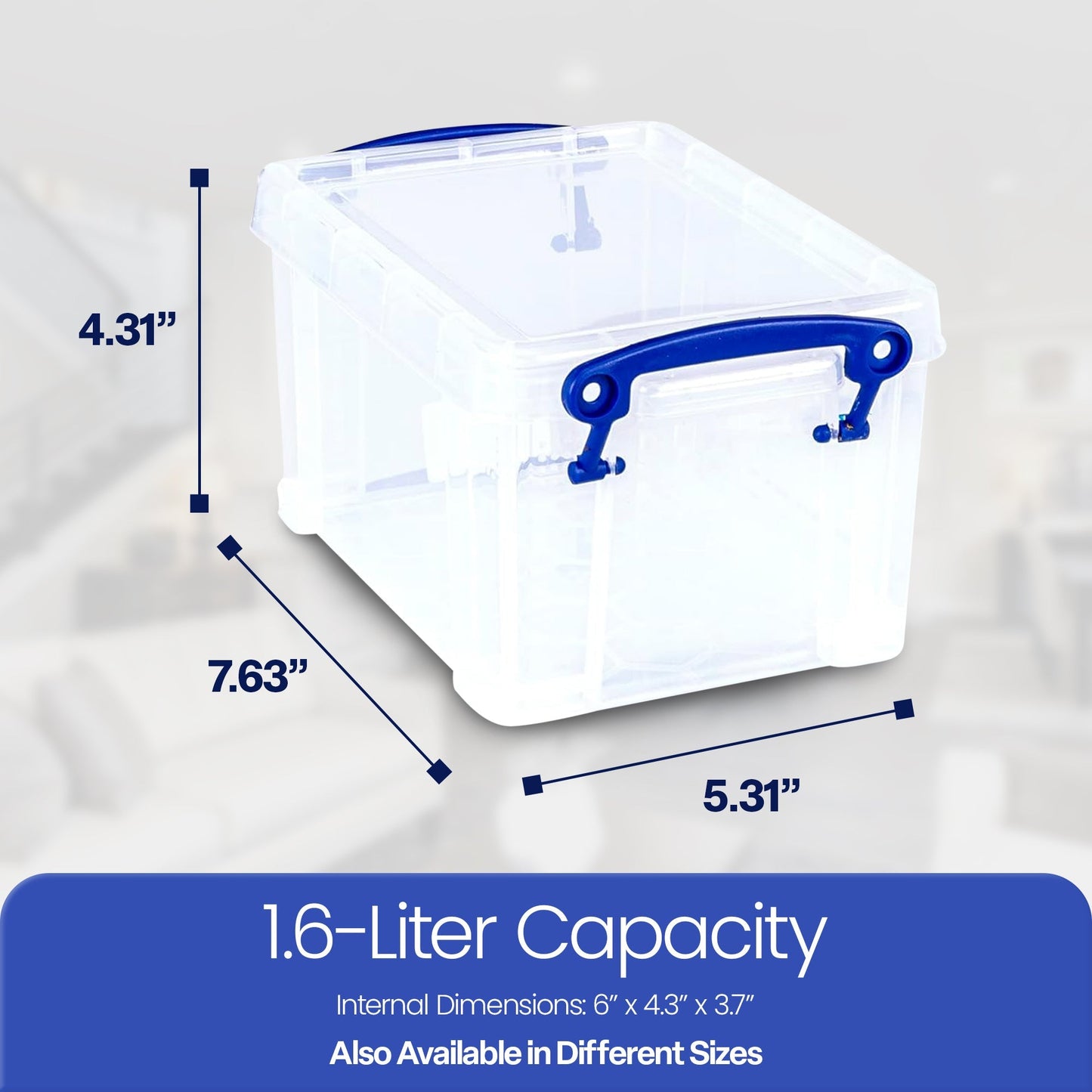 Really Useful Box 1.6L Storage Container w/Snap Lid & Clip Lock Handle, 12 Pack
