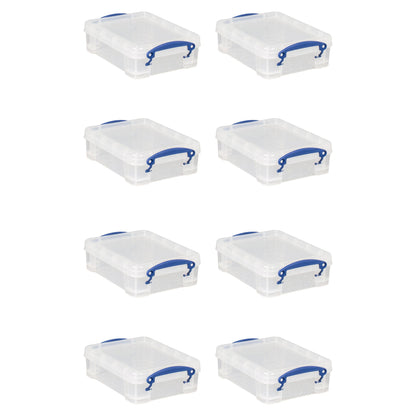 Really Useful Box 1.75L Storage Bin w/Snap Lid & Clip Lock Handle, 8 Pack, Clear