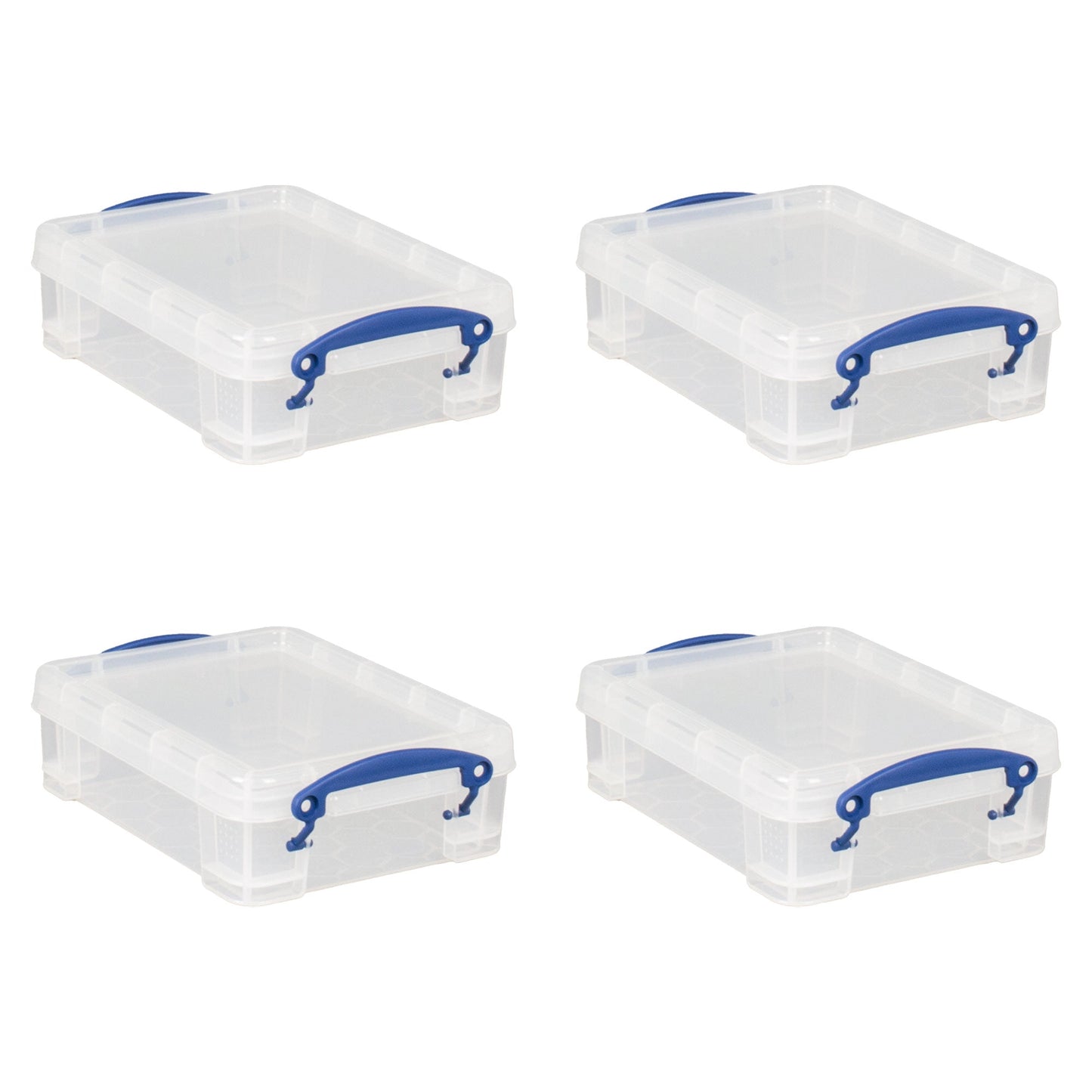 Really Useful Box 1.75L Storage Bin w/Snap Lid & Clip Lock Handle, 8 Pack, Clear