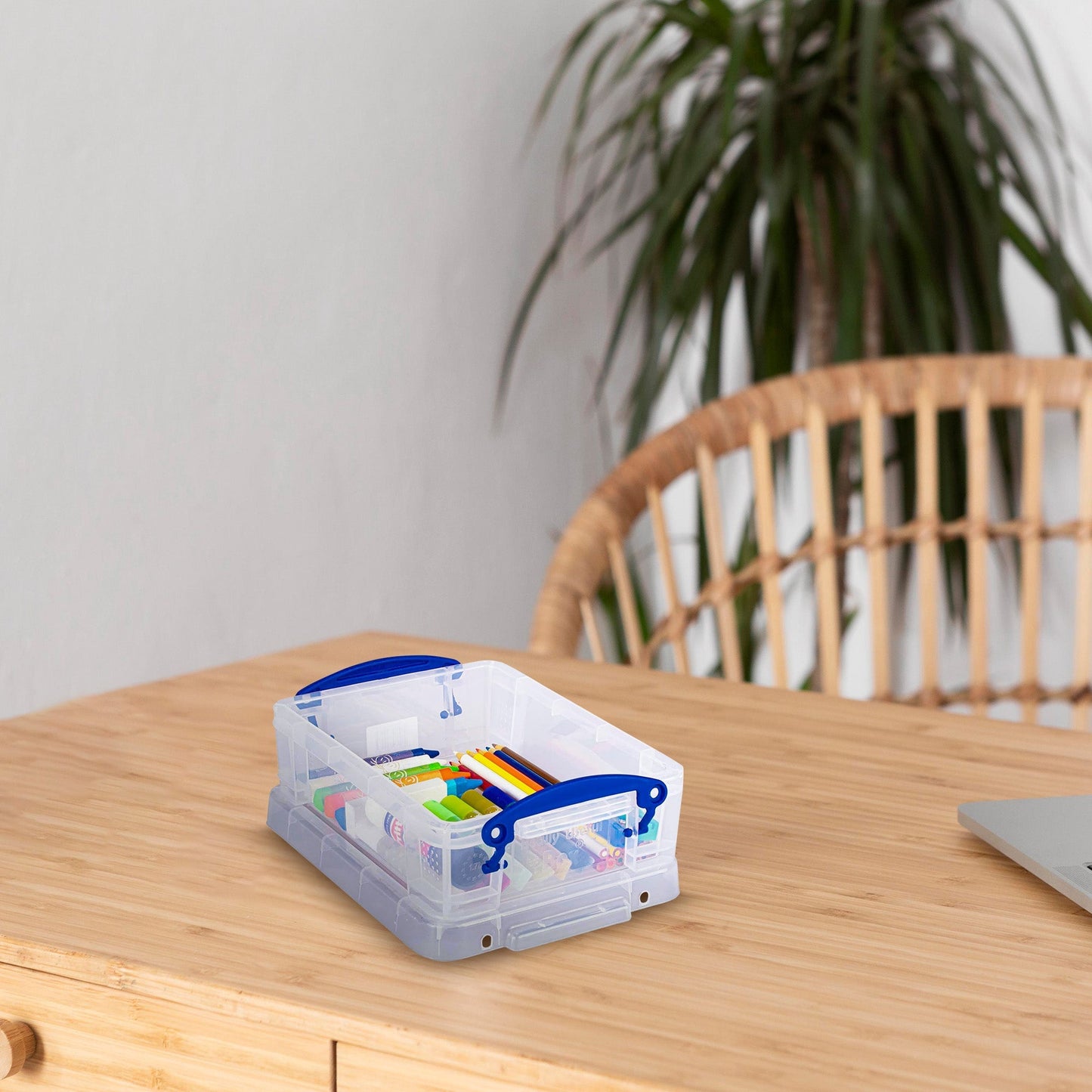 Really Useful Box 1.75L Storage Bin w/Snap Lid & Clip Lock Handle, 8 Pack, Clear