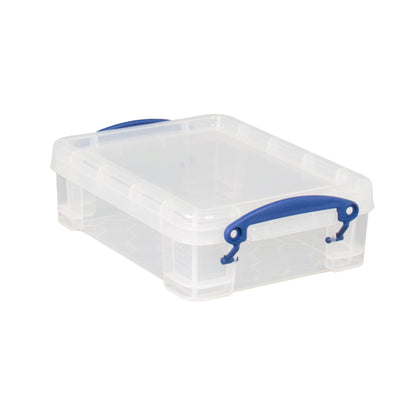 Really Useful Box 1.75L Storage Bin w/Snap Lid & Clip Lock Handle, 8 Pack, Clear