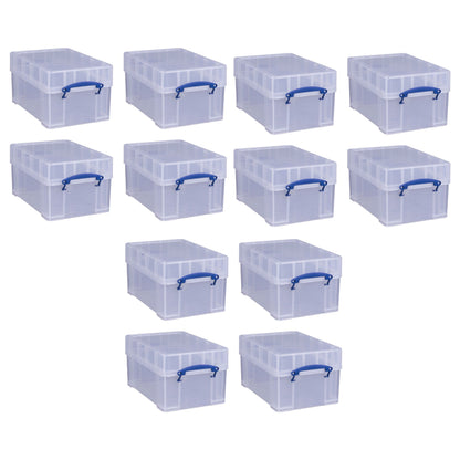 Really Useful Box 9 Liters Transparent Storage Container with Snap Lid, 12 Pack