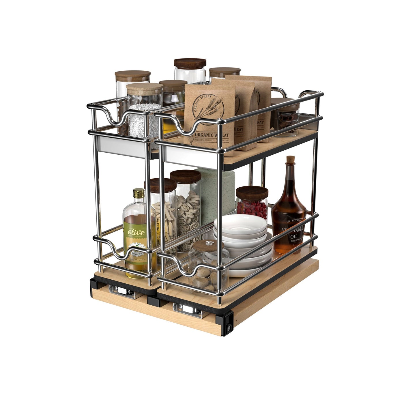 Rev-A-Shelf 9" Pullout Organizer for Cabinets, Single Tier Shelf, 5WU1-5W1-1