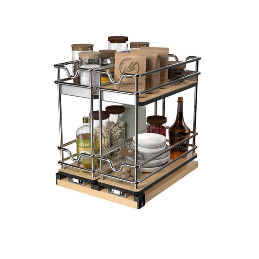 Rev-A-Shelf 9" Pullout Organizer for Cabinets, Single Tier Shelf, 5WU1-5W1-1