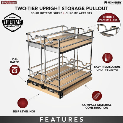 Rev-A-Shelf 9" Pullout Organizer for Cabinets, Single Tier Shelf, 5WU1-5W1-1