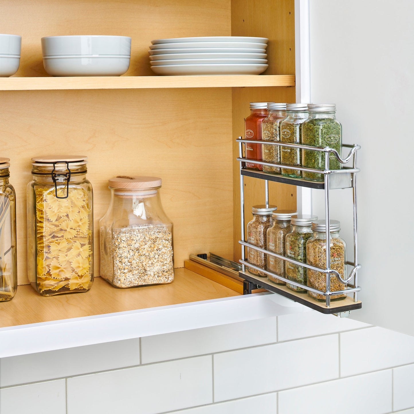 Rev-A-Shelf 3" Pullout Organizer for Cabinets, 2 Tier Upright Shelf, 5WU2-3N1-1