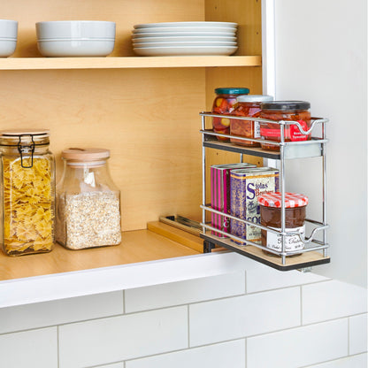 Rev-A-Shelf 5" Pullout Organizer for Cabinets, 2 Tier Upright Shelf, 5WU2-5W1-1