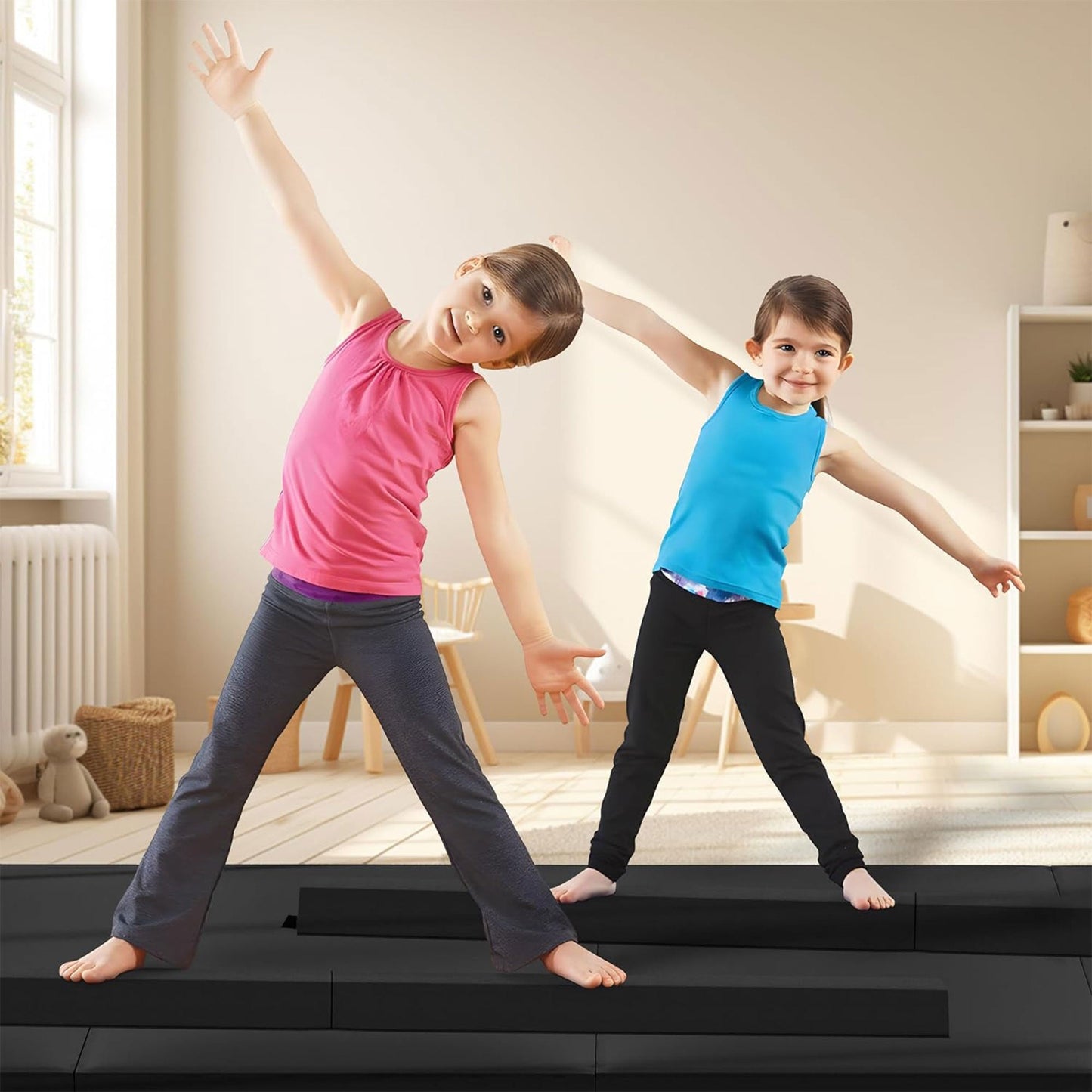 BalanceFrom Fitness All Purpose Mat with 8 Ft Balance Beam Gymnastic Set, Black