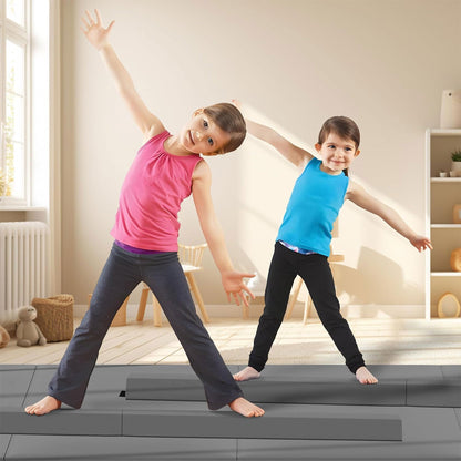 BalanceFrom Fitness All Purpose Mat with 8 Ft Balance Beam Gymnastic Set, Gray