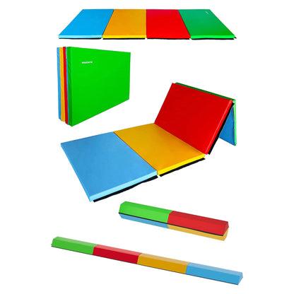 BalanceFrom Fitness All Purpose Mat with 8 Ft Balance Beam Gymnastic Set, Multi