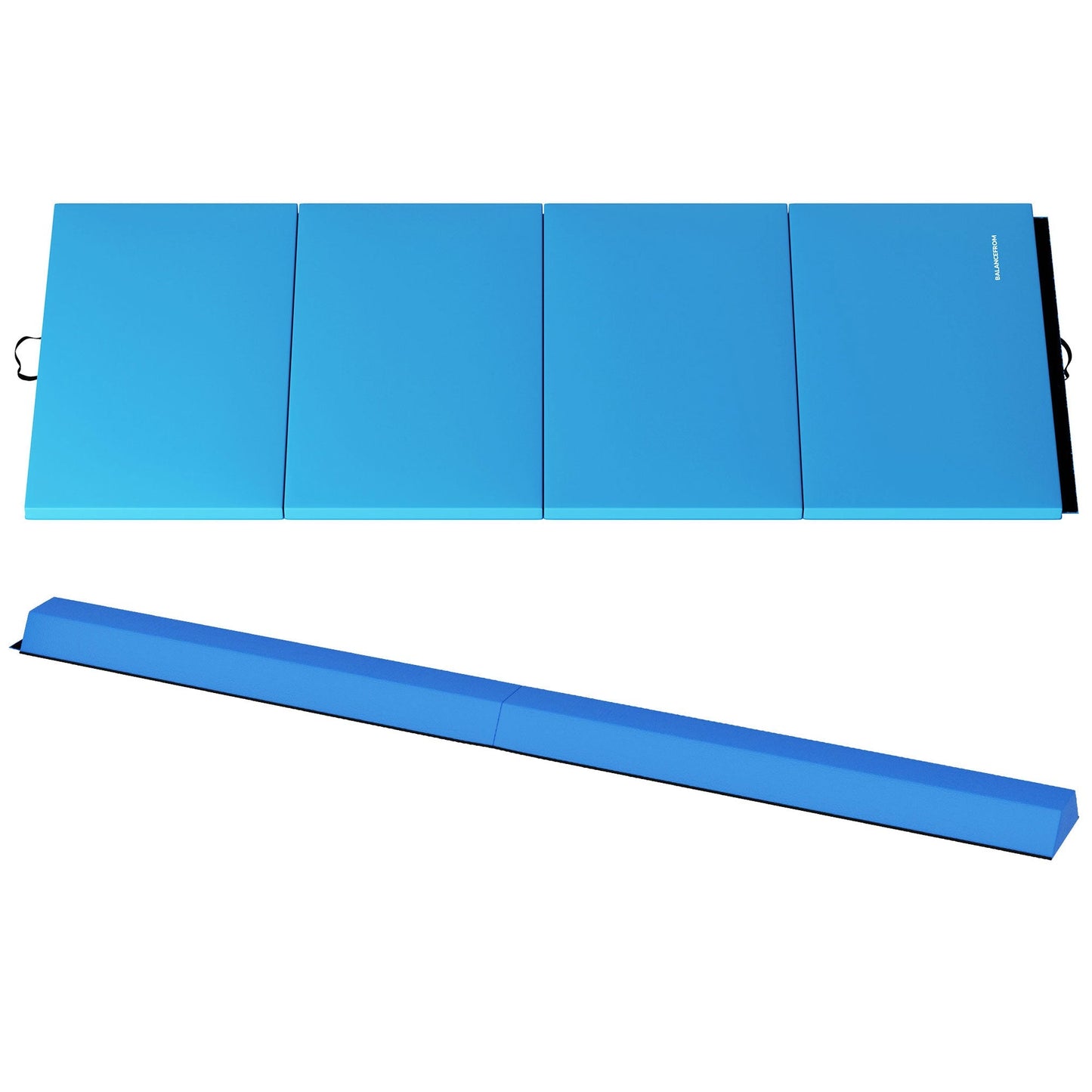 BalanceFrom Fitness All Purpose Mat with 8 Ft Balance Beam Gymnastic Set, Blue