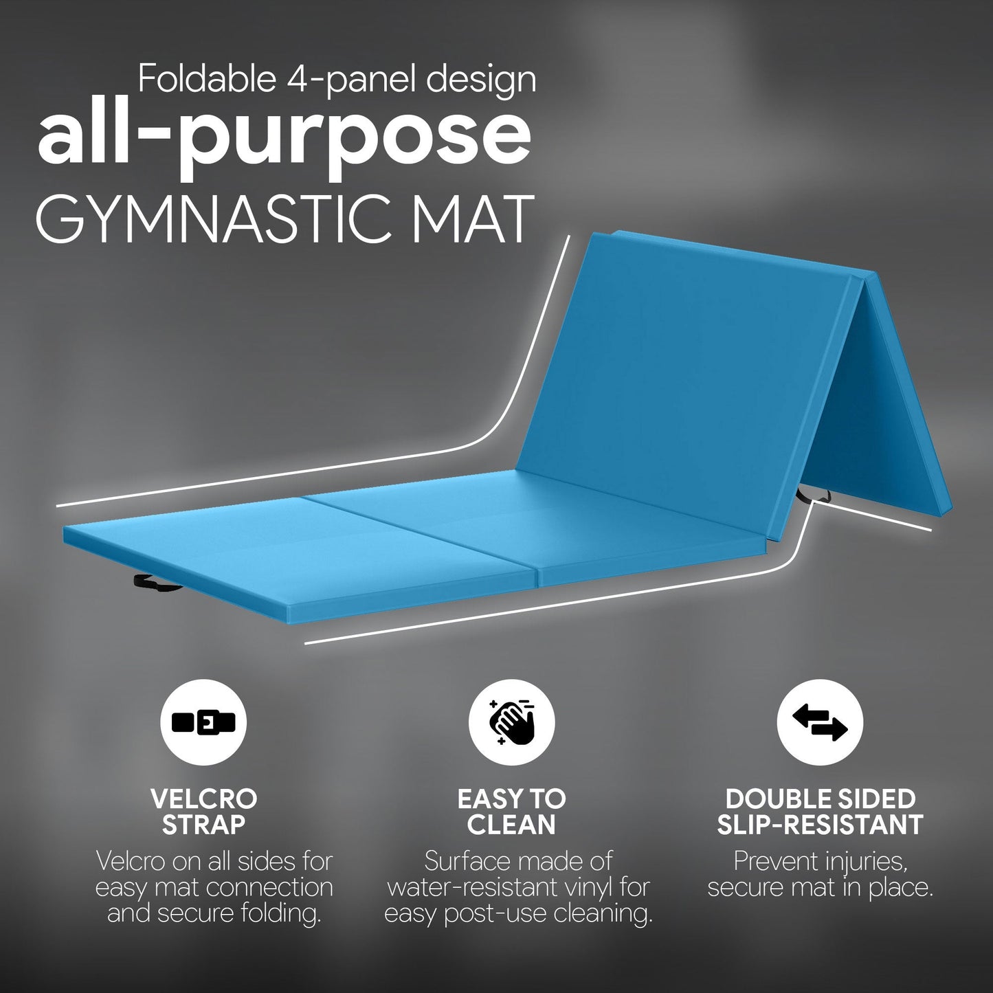 BalanceFrom Fitness All Purpose Mat with 8 Ft Balance Beam Gymnastic Set, Blue