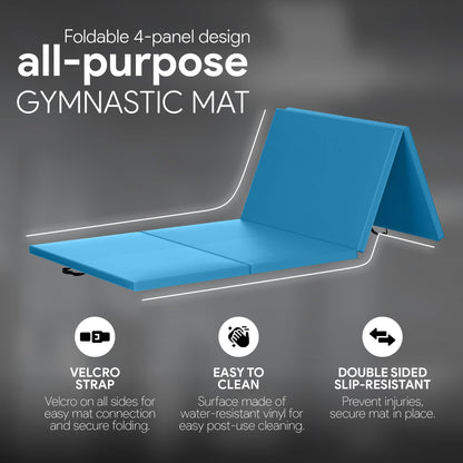 BalanceFrom Fitness All Purpose Mat with 8 Ft Balance Beam Gymnastic Set, Blue