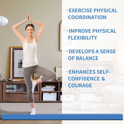 BalanceFrom Fitness All Purpose Mat with 8 Ft Balance Beam Gymnastic Set, Blue