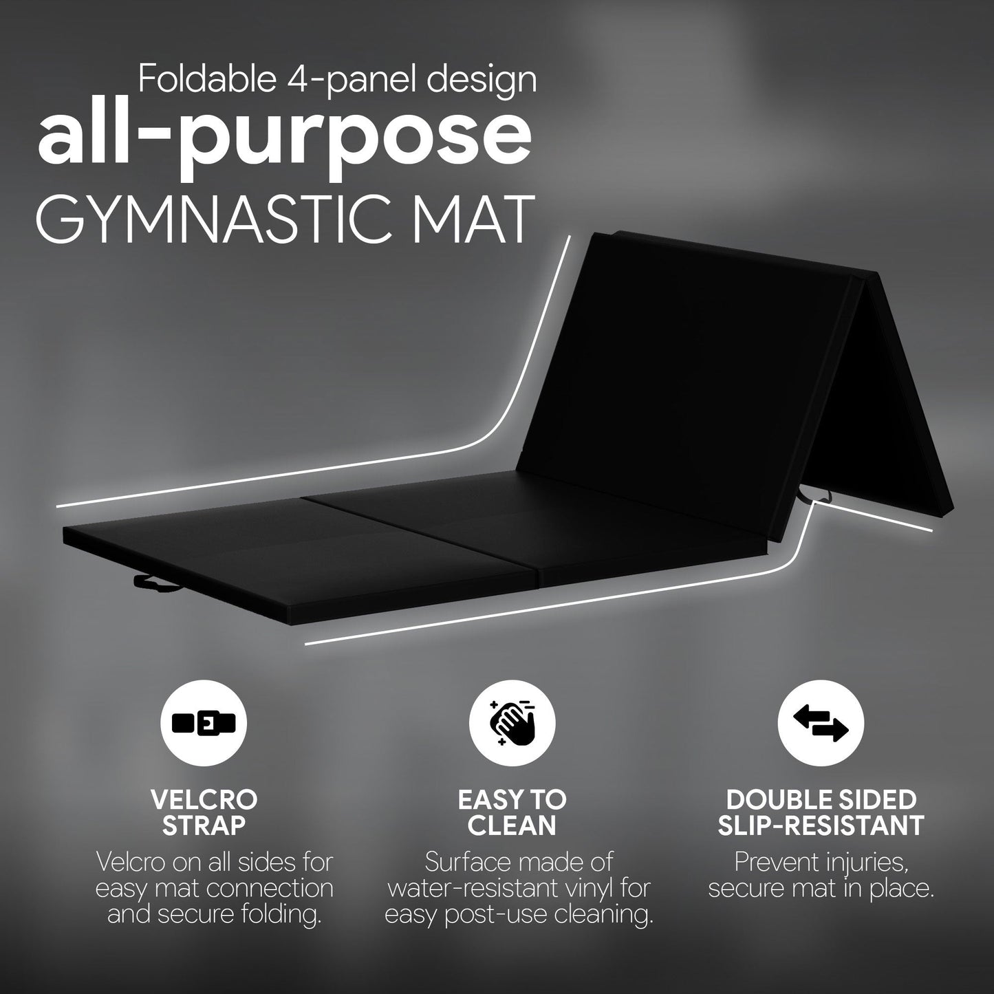 BalanceFrom Fitness All Purpose Mat with 8 Ft Balance Beam Gymnastic Set, Black