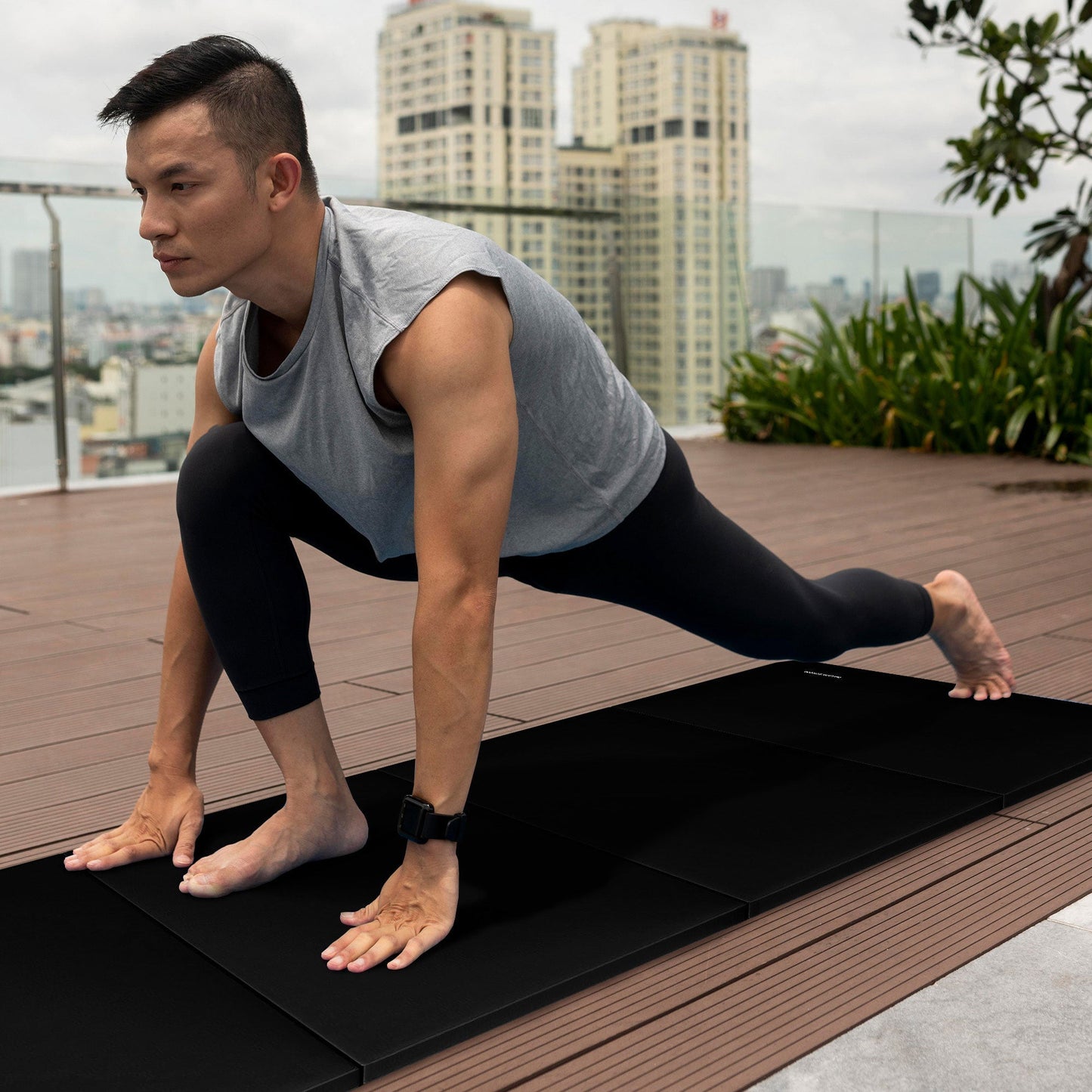 BalanceFrom Fitness All Purpose Mat with 8 Ft Balance Beam Gymnastic Set, Black